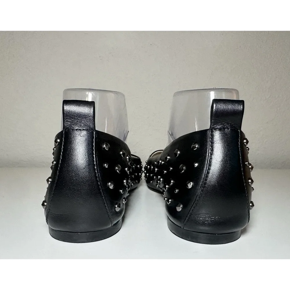 Saint & Sofia Women's US 8 EU 39 Black Gunmetal Studded Leather‎ Ballet Flats